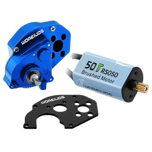 Motor RC 050 50T Motor cepillado con caja de cambios de transmisión de aleación de aluminio para Axial SCX24 AXI00002 AXI00001 AXI90081 AXI00006 Azul