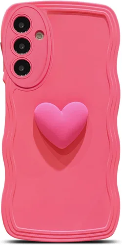 Miniatura 43 de Funda para Samsung Galaxy S22 para mujer, linda funda Kawaii 3D Love Heart color sólido rizado ondulado lente de cámara cubierta a prueba de golpes