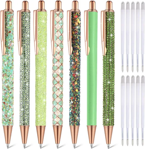 Miniatura 15 de Sherr 7 bolígrafos elegantes para mujer, lindos bolígrafos de purpurina brillantes con 10 recambios de tinta negra, bonitos regalos para niñas