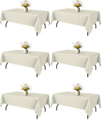 Miniatura 14 de Niuara Mantel de Mesa Rectangular Negro - Paquete de 6, 60" × 84" Mantel de Tela Lavable para Mesas de 5 Pies, Resistente a las Arrugas y a Prueba