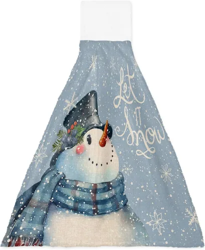 Miniatura 12 de Toallas de cocina de Navidad, muñeco de nieve, bosque de invierno, con lazo, para colgar en la nieve, toallas de cocina para colgar en la nieve
