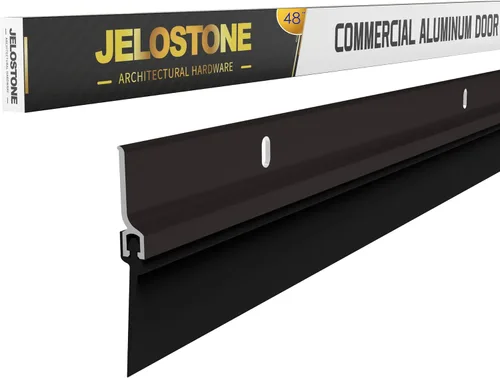 Miniatura 8 de Paquete de 2 - Barredor de fondo para puerta comercial, aluminio resistente, clasificado para fuego, inserción de vinilo, JS-NV307, ideal para uso