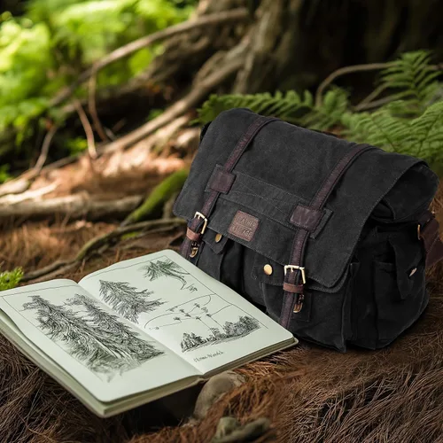 Miniatura 8 de Bolsa bandolera de hombro de lona LEATHER VILLAGE para hombres y mujeres – Elegante bandolera estilo mochila para oficina, viajes y uso diario