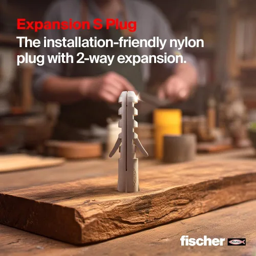 Miniatura 6 de fischer Enchufe de expansión S10 3/8" x 2" (10x50 mm) Anclajes de pared de nailon sin borde Expansión bidireccional para hormigón y mampostería