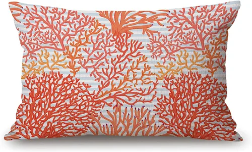Miniatura 7 de Solekla Funda de almohada lumbar de flamenco rosa de 12 x 20 pulgadas, decorativa, para dormitorio, sala de estar, piñas y hojas exóticas, funda
