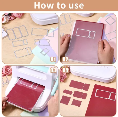Miniatura 3 de GLOBLELAND Troqueles de corte de fondo de sello postal para hacer tarjetas, boletos, corte de borde, troqueles para bricolaje, álbumes de recortes