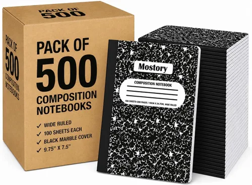 Miniatura 13 de MOSTORY Paquete de 5 cuadernos de composición – 200 páginas con rayas anchas (100 hojas), tamaño 7.5 x 9.75 pulgadas, suministros escolares a