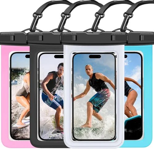 Miniatura 8 de Funda impermeable para teléfono IP68, flotante impermeable, bolsa seca esencial para crucero en la playa con cordón ajustable para iPhone 16 Pro Max