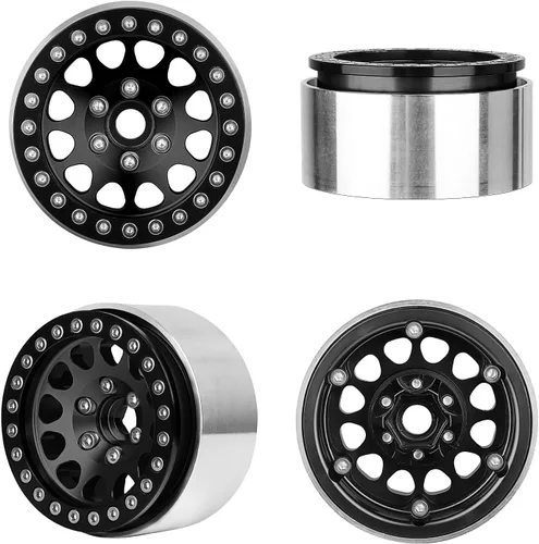 Miniatura 5 de HobbyPark Ruedas Beadlock de aluminio 1.9 para rastreador RC a escala 1/10, compatible con Traxxas TRX4 Axial SCX10 Redcat Gen 8 RC4WD, 4 piezas