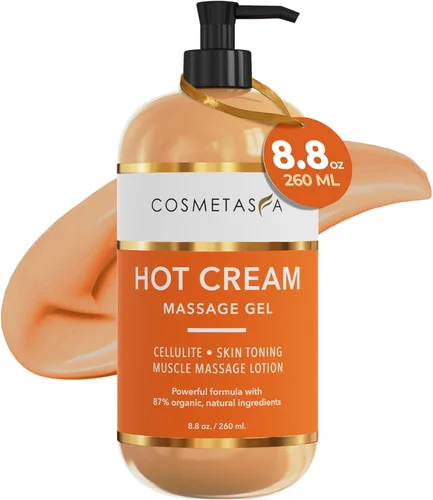 Cosmetasa Hot Belly Cream - Crema para celulitis 87% orgánica, gel de masaje natural para el estómago, abdomen, dolor de articulaciones, músculos,