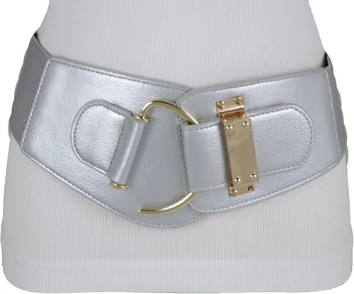 Miniatura 84 de TFJ - Cinturón ancho de moda para mujer, cintura alta, hebilla de gancho de metal dorado, talla XS, S, M, L, XL
