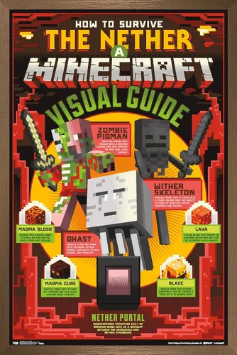 Miniatura 14 de Trends International Minecraft - Póster de The Nether Wall, 14.725 x 22.375 pulgadas, versión enmarcada de madera de granero