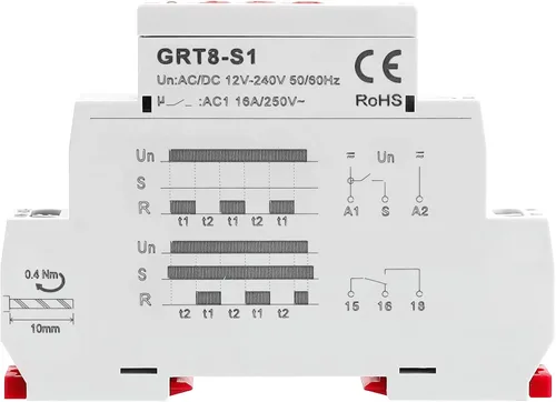 Miniatura 2 de GEYA Relé de tiempo de ciclo asimétrico 1SPDT 16A AC/DC12V-240V Ciclador Repetición Temporizador Retraso Relé Carril DIN modular