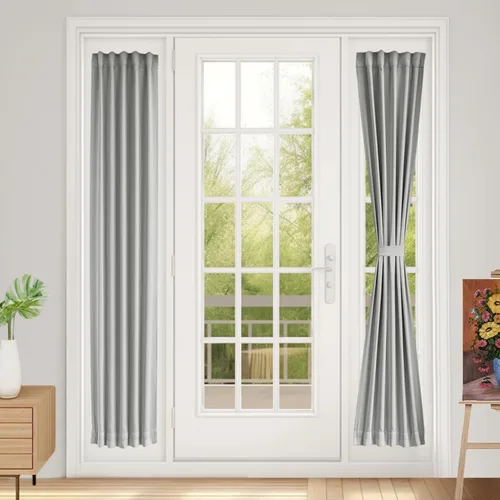 Miniatura 18 de Vatge - Cortinas autoadhesivas para puerta francesa, tratamiento de ventana con filtro de luz sin varillas ni perforaciones para puertas de cristal