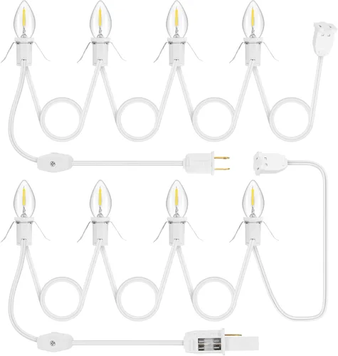 Miniatura 14 de Paquete de 1 cable de accesorio con 4 bombillas LED y toma de corriente de luz de pueblo de Navidad, cable de luz de molde de soplado de 8.9 pies