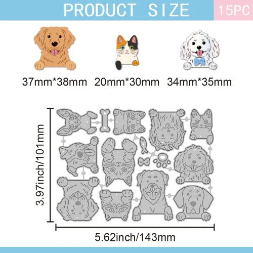 Miniatura 2 de GLOBLELAND Troqueles de corte para perros y gatos, huesos y garras, plantillas de estampado de corte de animales lindos para álbumes de recortes