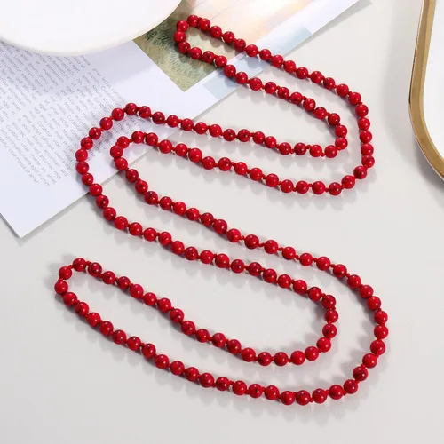 Miniatura 4 de Firstmeet - Collar con nudo de cuerda, de cuentas de cristal, largo, para mujer.