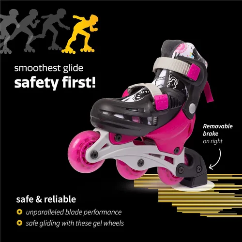 Miniatura 5 de New Bounce Patines para niños pequeños – Talla de zapato EU 28-31, US Kids Junior Size 8-11, 2 en 1 Patines para niñas, convertidos de tres ruedas a