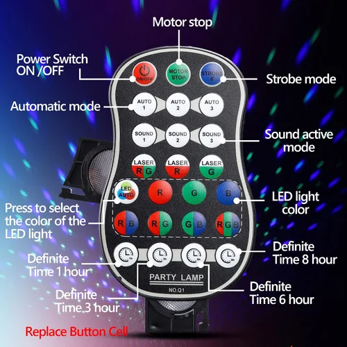 Miniatura 7 de Luz de escenario de discoteca para fiesta, luces estroboscópicas activadas por sonido, luces LED RGB intermitentes con control remoto para fiestas