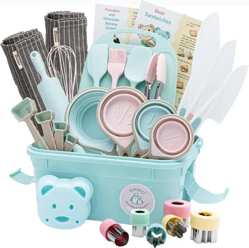 Miniatura 2 de Juego de hornear para niños, juego de cocina real para niños, suministros para hornear con delantales para adultos y niños, herramientas reales