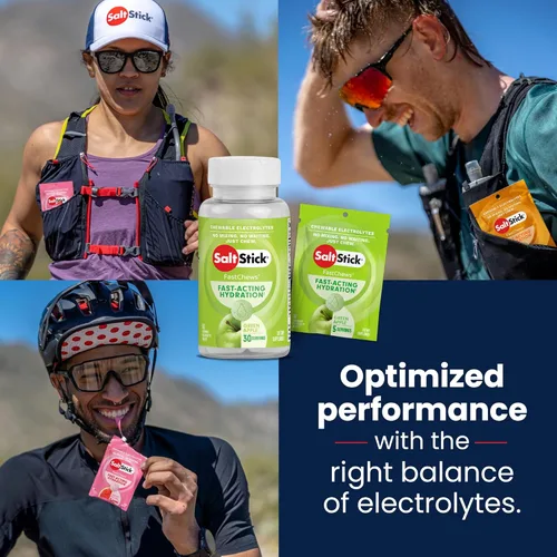 Miniatura 6 de SaltStick Electrolyte FastChews - 60 tabletas masticables de manzana verde, tabletas de sal para correr e hidratar, masticables con electrolitos, 60