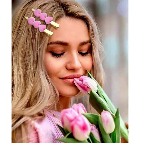 Miniatura 2 de Pinzas para el cabello para el día de San Valentín, pinzas de terciopelo con corazón para mujeres y niñas, horquillas de triple corazón, pasadores