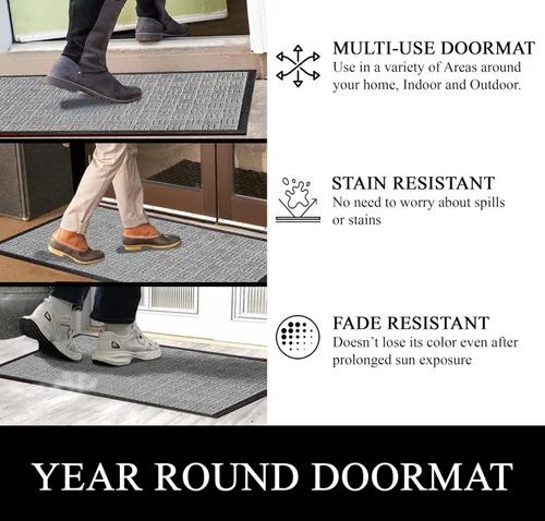 Miniatura 4 de A1HC - Tapete antideslizante para puerta delantera, patio, garaje y oficina, tapete de bienvenida lavable para uso en interiores y exteriores, 36 x