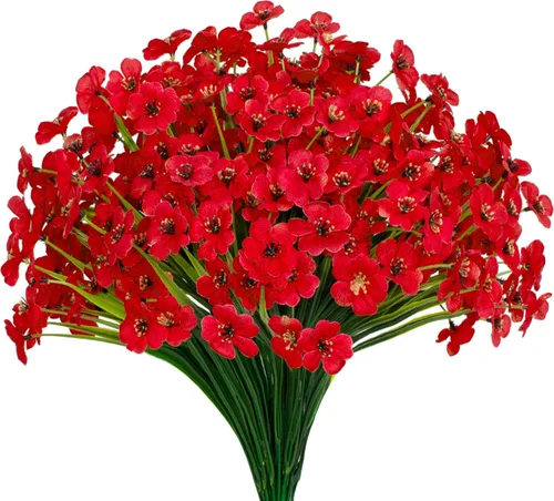 Miniatura 9 de 15 paquetes de flores artificiales resistentes a los rayos UV para exteriores, plantas sin decoloración, arbustos de plástico sintético, flores
