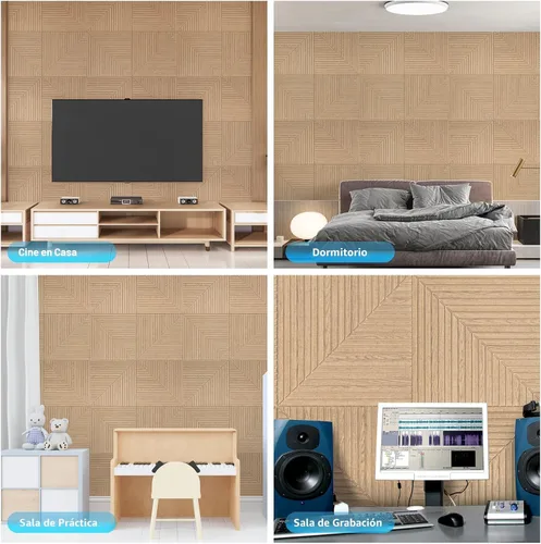 Miniatura 4 de Art3d Paquete de 6 paneles de pared acústicos autoadhesivos para decoración del hogar, paneles insonorizados de 24 x 24 pulgadas para oficina