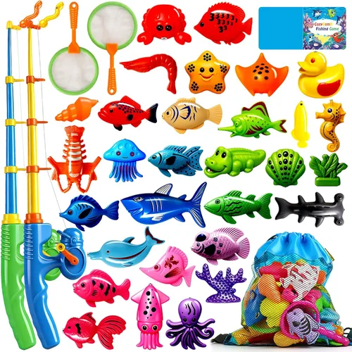 Miniatura 11 de CozyBomB™ Juego de juguetes de pesca magnéticos para niños, mesa de agua, bañera para niños, piscina, fiesta, caña de caña, pesca flotante