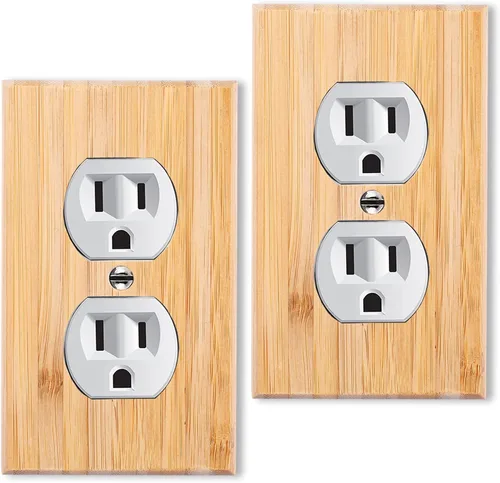 Miniatura 24 de 4 placas de interruptor de luz de palanca simple de madera maciza de 4.5 x 2.76 pulgadas, cubierta de interruptor de luz de bambú de calidad
