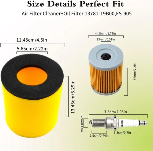 Miniatura 3 de 13781-19B00 FS-905 Filtro de aire con filtro de aceite Bujía compatible con Suzuki 1987-2002/Quad Runner 250 LT-4WD LT-F250 2x4 4x41987-2001/King
