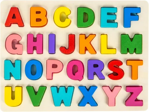 Attmu Rompecabezas del alfabeto de madera para niños pequeños, rompecabezas de forma ABC, rompecabezas del alfabeto, juguetes educativos