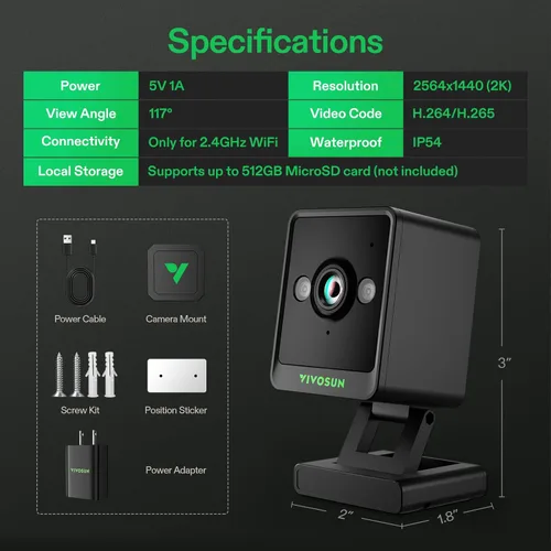 Miniatura 2 de VIVOSUN GrowCam C4, cámara inteligente WiFi 2K QHD para carpa de cultivo y caja de cultivo inteligente VGrow, compatible con WiFi de 2.4GHz