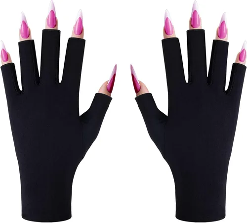 CGBOOM Guantes UV para lámpara de uñas de gel, guantes profesionales de protección UPF50+ para manicuras, guantes anti UV sin dedos para arte de
