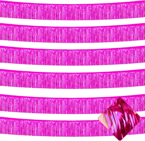 Miniatura 22 de Paquete de 6 Guirnaldas de Flecos de Papel Aluminio de 10 Pies, Serpentinas Metálicas de Oropel, Pancarta Colgante de Pared, Telón de Fondo