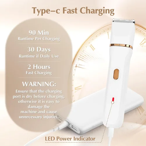 Miniatura 6 de EiLVEEY Recortadora de bikini eléctrica para mujer, afeitadora eléctrica recargable 5 en 1 para mujer, recortadora de pelo púbico impermeable IPX7