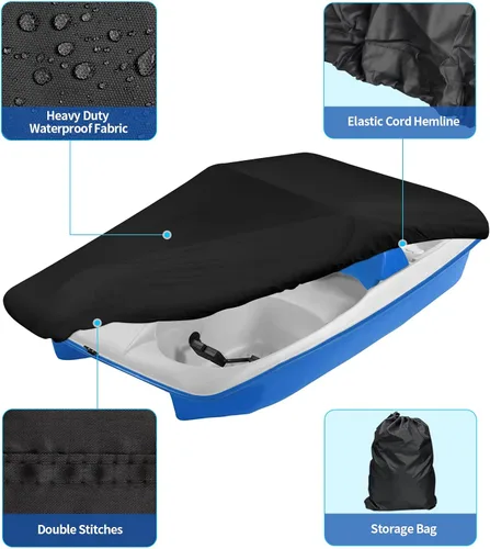 Miniatura 2 de iCOVER - Funda para bote de pedales, apta para botes de remo de 3 o 5 personas, funda impermeable resistente para remos, negra