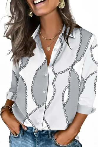 Miniatura 17 de Zeagoo Camisas con botones para mujer, manga 3/4, cuello en V, blusas con cuello en V, trajes casuales de negocios