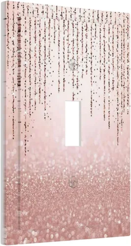 Miniatura 51 de Cubierta de interruptor de luz rosa brillante con purpurina de 1 banda, sin dispositivo, placa de pared en blanco decorativa para adolescentes, Rosa