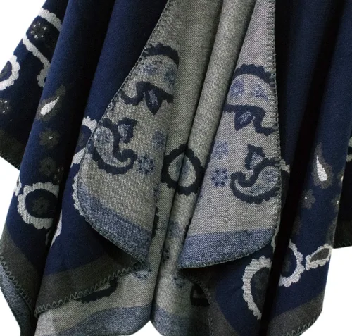Miniatura 222 de Urban CoCo Poncho de colores para mujer, chal con frente abierto, color en bloques