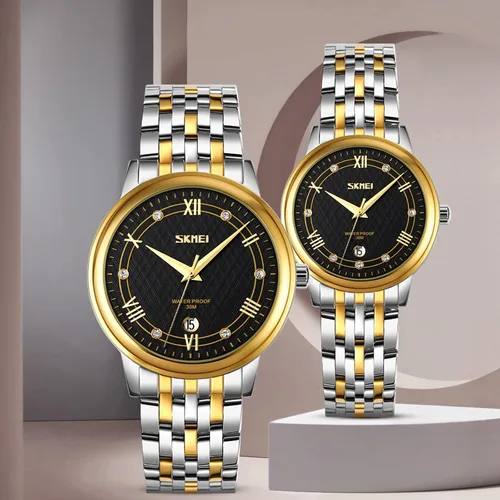 Miniatura 7 de SKMEI Watches for Couples Men and Women His and Hers Pair Watch Set Husband Wife Valentines Matching Wedding Gifts Classic Stainless Luxry Business