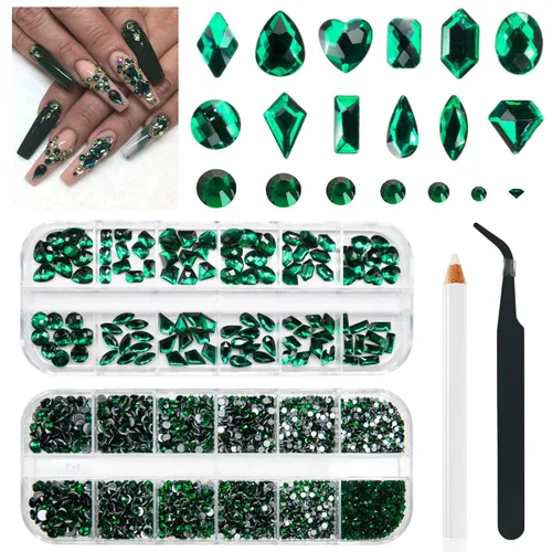 Miniatura 20 de qiipii Diamantes de imitación para uñas de amatista púrpura de múltiples formas de cristal con base plana K9, piedras de vidrio púrpura claro, gemas