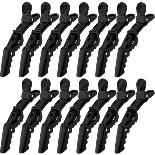Miniatura 20 de Ondder 14 pinzas de pelo de cocodrilo grandes rojas para seccionar peinado, agarre fuerte profesional para cortar el cabello, 14 pinzas