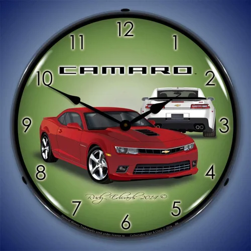 Miniatura 2 de 2014 Camaro SS Red Rock LED Reloj de Pared, Retro/Vintage, Iluminado, 14 pulgadas