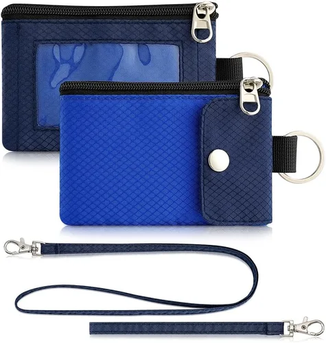 Miniatura 61 de Artpaxy Cartera minimalista para hombres y mujeres, llavero con bloqueo RFID, con cremallera, pequeña cartera con ventana de identificación, 2