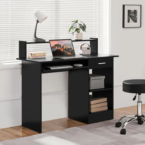 Miniatura 8 de Yaheetech Escritorio de Computadora de Madera para Casa y Oficina con Cajones y Bandeja Extraíble para Teclado, Escritorio de Estudio y Escritura
