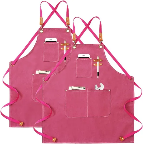 Miniatura 12 de Delantales para mujeres y hombres con bolsillos, 2 piezas, impermeable, para estilista, lino, barbacoa, herramienta de lona para adultos, delantal