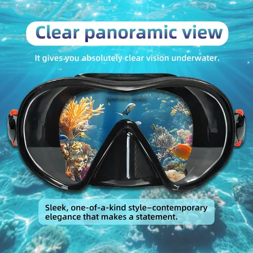 Miniatura 2 de M105 - Máscara de buceo panorámica HD de silicona, antivaho de 180°, máscara de buceo de vidrio templado, gafas de natación para adultos y jóvenes
