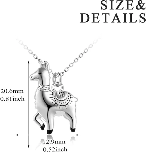 Miniatura 4 de ONEFINITY Collar de plata de ley con dije de llama de alpaca para mujeres y hombres